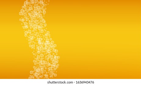 Beer background. Craft lager splash. Oktoberfest foam. restaurant menu design. Festive pint of ale with realistic white bubbles. Cool liquid drink for Orange cup with beer background.