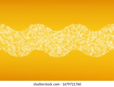 Beer background. Craft lager splash. Oktoberfest foam. Festive pint of ale with realistic white bubbles. Cool liquid drink for bar menu layout. Yellow jug with beer background.