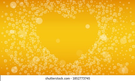 Beer background. Craft lager splash. Oktoberfest foam. restaurant banner template. Pale pint of ale with realistic white bubbles. Cool liquid drink for Golden cup with beer background.