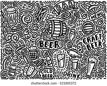 beer background in doodle style