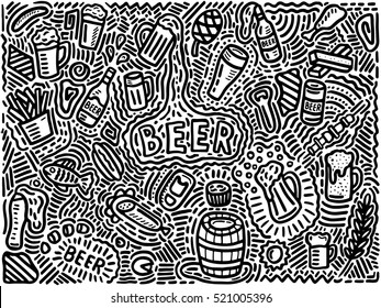 Beer Background In Doodle Style