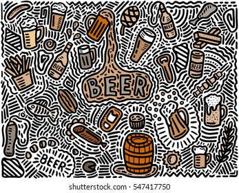 beer background in doodle style