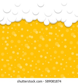 Beer background with foam and bubbles. Vector illustration.