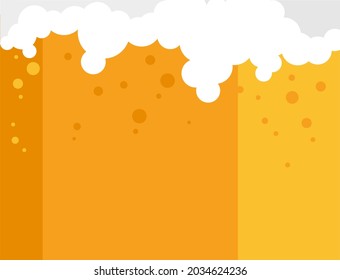 Beer background. Beer and foam in a flat style. An empty space for the text. Vector illustration.