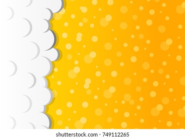 Beer background with foam - frothy drink. Vector.