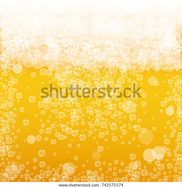リアルな泡のあるビールの背景 パブやバーメニュー バナー チラシなどのデザインに適した冷たい飲み物 白い泡を持つ黄色の正方形のビール背景 ビール デザイン用の冷たいグラス のベクター画像素材 ロイヤリティフリー