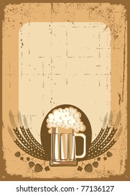  Beer background.Vector grunge Illustration for text