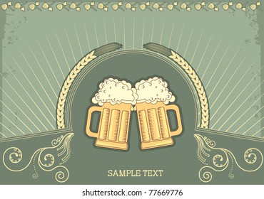  Beer background.Vector grunge Illustration for text