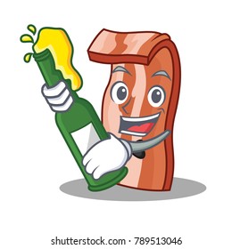 With beer bacon mascot cartoon style
