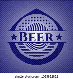  Beer badge with denim background