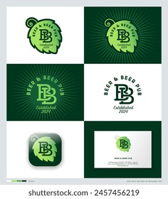 Beer and beer. Badge as Hop Cone and double B monogram icon.