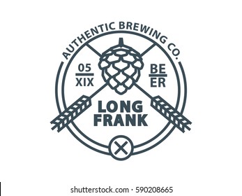 Beer badge. Isolated outline vector illustration. Editable Stroke.
