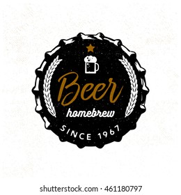 Beer badge stylized for beer lid. Vector illustration, typography design / t-shirt print / apparel design / logo for your project / brand.