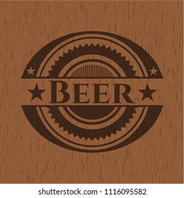 Beer badge with wood background