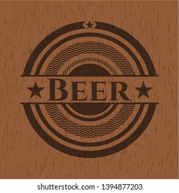 Beer badge with wooden background