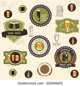  Beer badges and labels in vintage style. Vector set