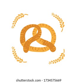 Beer bagel. Vector illustration in doodle style. Isolated on a white background. Party celebration in a pub.