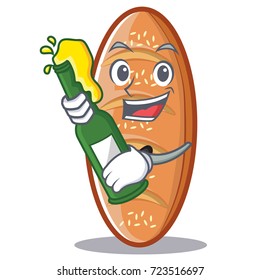With beer baked bread character cartoon