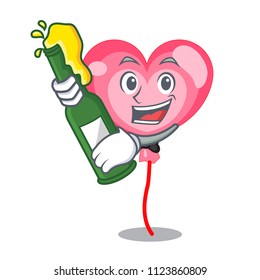 With beer ballon heart mascot cartoon