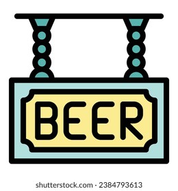 Beer banner icon outline vector. Factory tank. Drink alcohol color flat