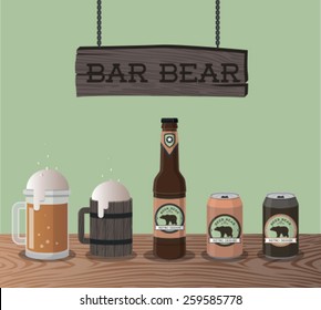 beer bar bear,retro design