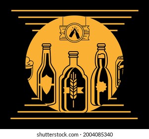 beer bar bottles drink badge