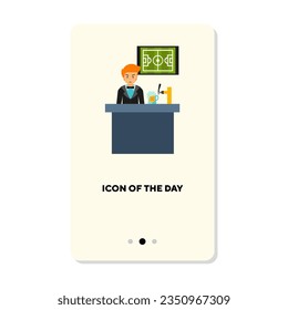 Beer bar flat icon. Bartender at bar isolated vector sign. Beverage and leisure concept. Vector illustration symbol elements for web design and apps