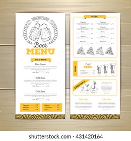 Beer  bar menu design. 