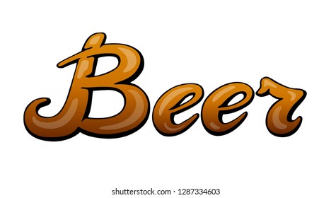 Beer bar menu handwritten lettering. Restaurant cafe menu title. Calligraphic graffiti comic style headline. Colorful bright volume font. Vector typographic pop-art inscription