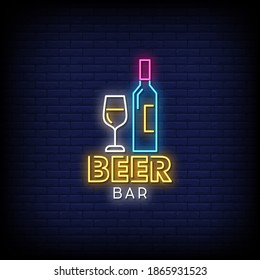 Beer Bar Neon Signs Vector