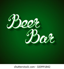 Beer bar. Original custom hand lettering. Illustration for logo, brochure and other printing projects.