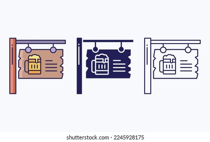 Beer bar sign board vector icon