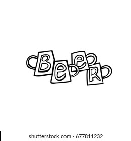 Beer bar signboard template design. Vector illustration.