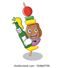 With beer barbecue character cartoon style