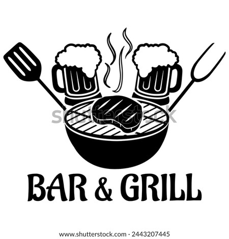 Beer and barbecue grilling with spatula and fork