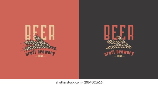 Beer barley for bar. Original brew design with barley for craft beer, pub or brewery