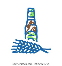 vetor de esboço de ícone de garatuja da orelha da cevada da cerveja. símbolo isolado ilustração
