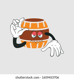 beer barrel cartoon character design with expression