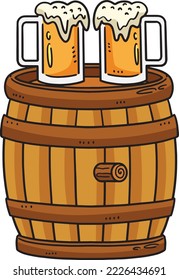 Beer Barrel Cartoon Colored Clipart 