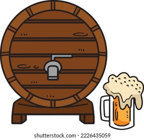 Beer Barrel Cartoon Colored Clipart Illustration