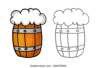 Beer barrel cartoon vector illustration