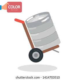 Beer barrel color vector icon. Flat design