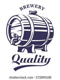 Beer barrel emblem. Isolated on white, text is on the separate layer.