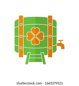 Beer barrel flat icon vector illustration. Beer icon design isolated on white background. St. Patricks Day vector illustration. St. Patrick's Day vector icon trendy flat symbol for website, app, UI.