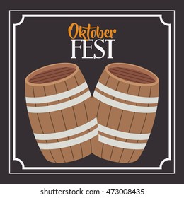 beer barrel frame food meu oktoberfest icon. Colorful and Flat design. Vector illustration