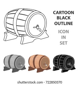 Beer barrel icon in cartoon style isolated on white background. Oktoberfest symbol stock vector illustration.