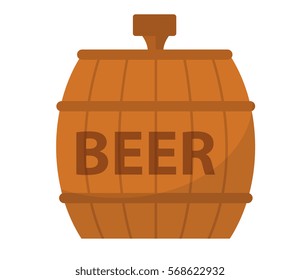 Beer Barrel, icon flat style. Isolated on white background. Vector illustration