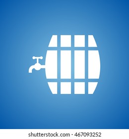 Beer Barrel Icon on blue color. 