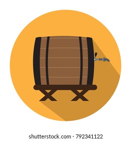 Beer barrel icon on a button, Vector illustration