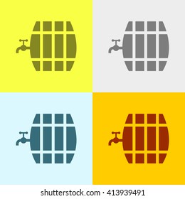 Beer Barrel Icon on Four Different Backgrounds. Eps-10.